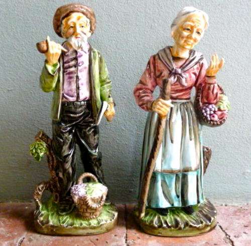 Vintage Country Farm Old Couple Figurines