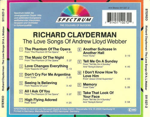 Richard Clayderman - The Love Songs Of Andrew Lloyd Webber (CD)