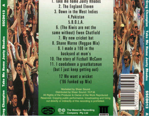 Greg Champion - Take Me Home Jonty Rhodes (CD)