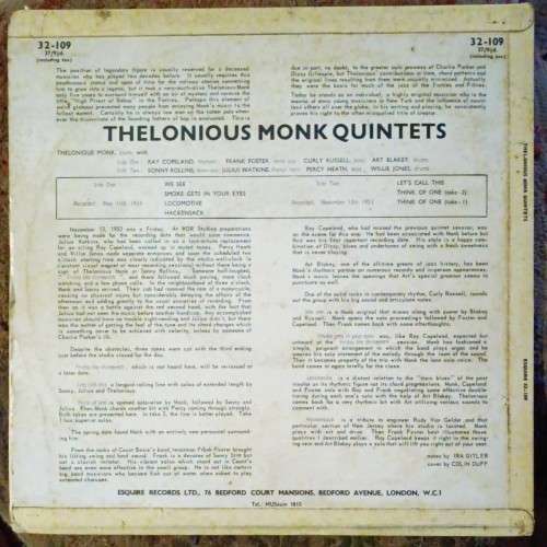 Thelonious Monk - Quintets (Vinyl LP)  Esquire  32-109