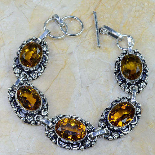 Amber Citrine Handcrafted Silver Fashion Bracelet