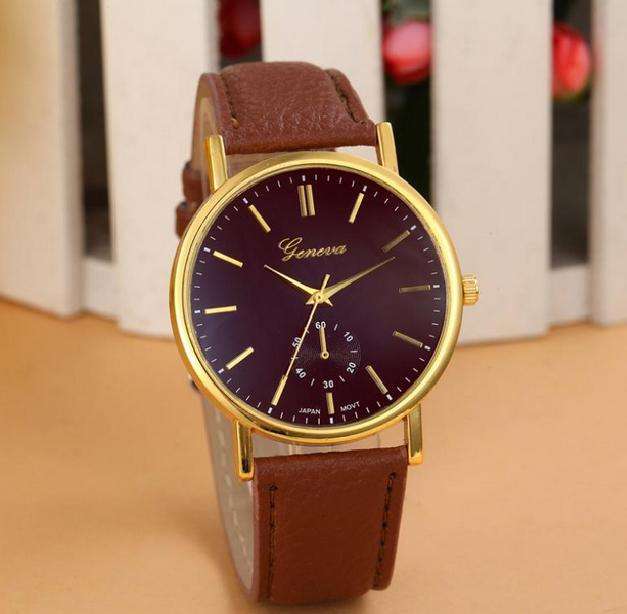 "GENEVA"" Leather Band Analog Quartz  Wrist Watch Women Watches "Local Stock"
