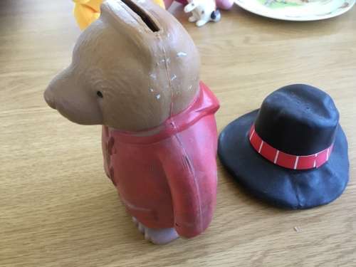South African ALLIED BANK PADDINGTON BEAR WITH HAT MONEY BOX