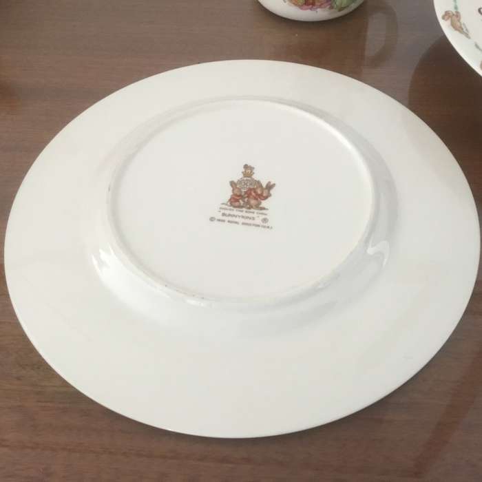 Royal Doulton bunnykins teaching clock & plate ,cup