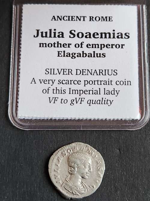 Ancient Roman Silver Coin Julia Soaemias - mother of Emperor Elagabalus - as per photograph