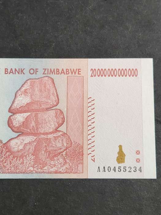Reserve Bank of Zimbabwe 20 Trillion Dollars Harare 2008 AA series BU - as per photograph