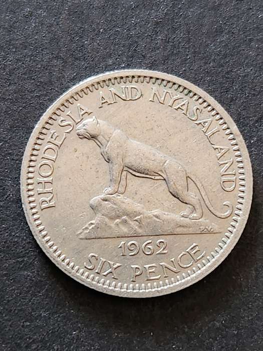 Rhodesia and Nysaland Sixpence 1962 - as per photograph