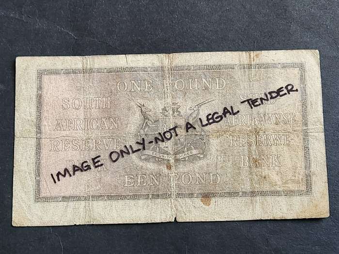 MH de Kock One Pound 6 September 1946 1st issue (tears) - as per photograph