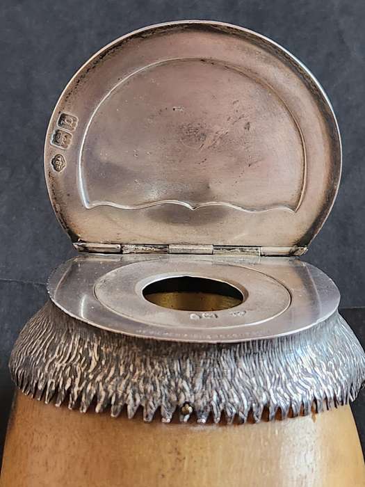 Antique Hallmark Silver Ink Well London 1897 (maker HBA) J.C. Vickery 181-3 Regent Street complete