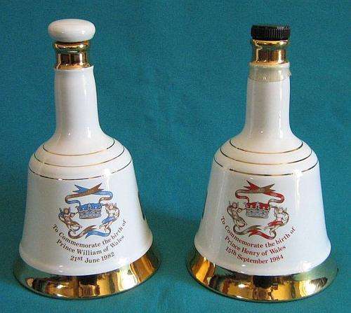 2 WADE BELL'S SCOTCH WHISKY DECANTERS (BIRTH OF WILLIAM & HENRY)