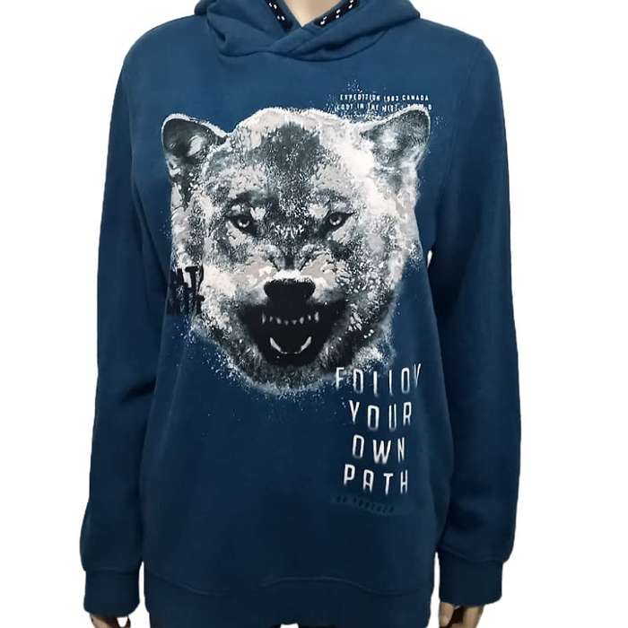 Blue Printed Hoody Unisex size Medium