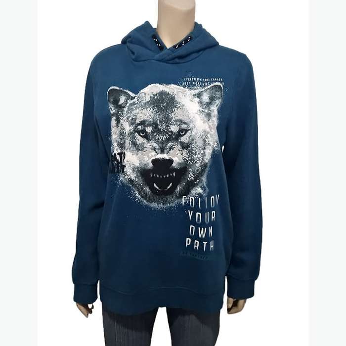 Blue Printed Hoody Unisex size Medium