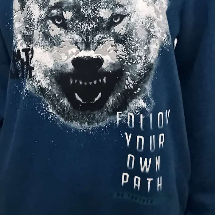 Blue Printed Hoody Unisex size Medium