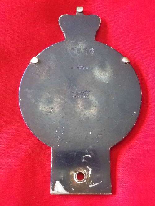 ROYAL AUTOMOBILE CLUB QC NUMBERED CAR BADGE - RHODESIA / SA - MADE METAL ART PTA.- RELISTED   (6503)