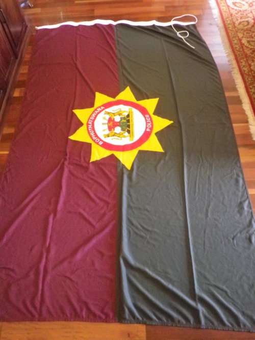 BOPHUTHATSWANA POLICE CEREMONIAL FLAG  - LARGE -  270 X 160 CM      RARE                     (6079)