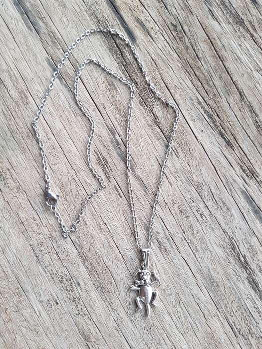 Silver tone fashion necklace with cute dog pendant