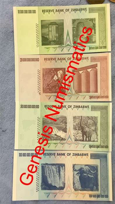 Set of 4 Zimbabwe Banknotes