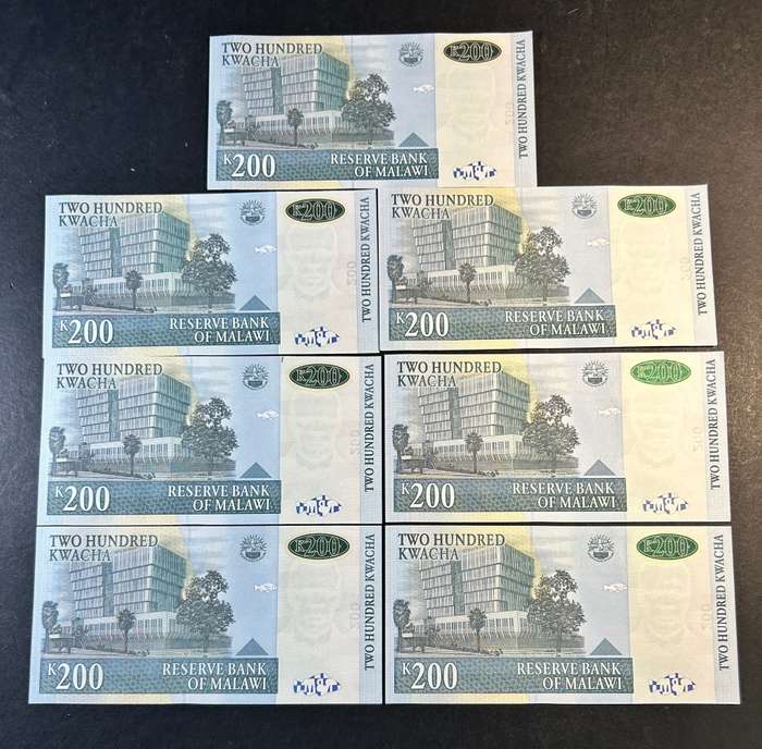 Malawi 200 Kwacha note x 7
