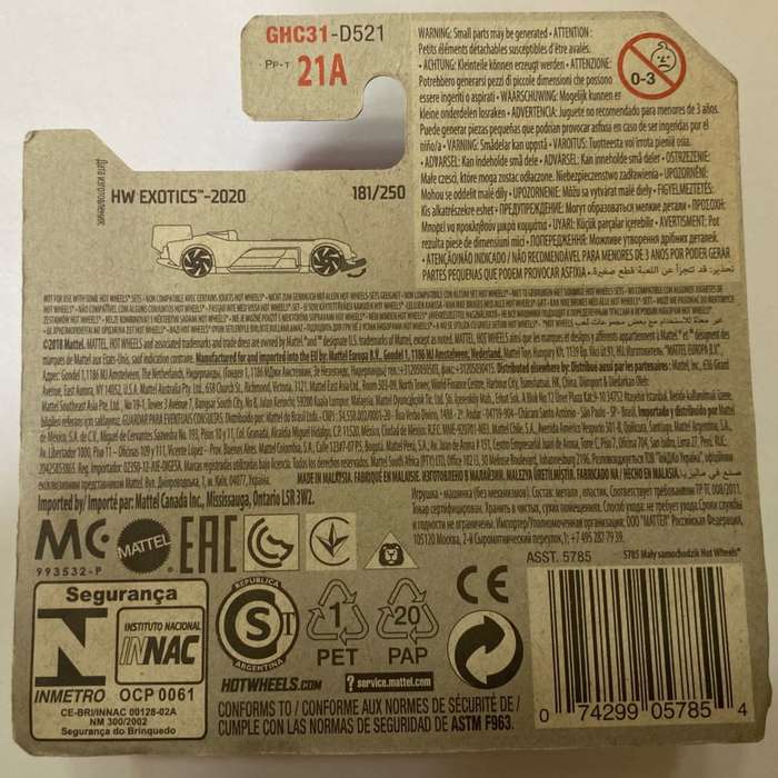 Hotwheels Diecast on Card:2020 Excotics