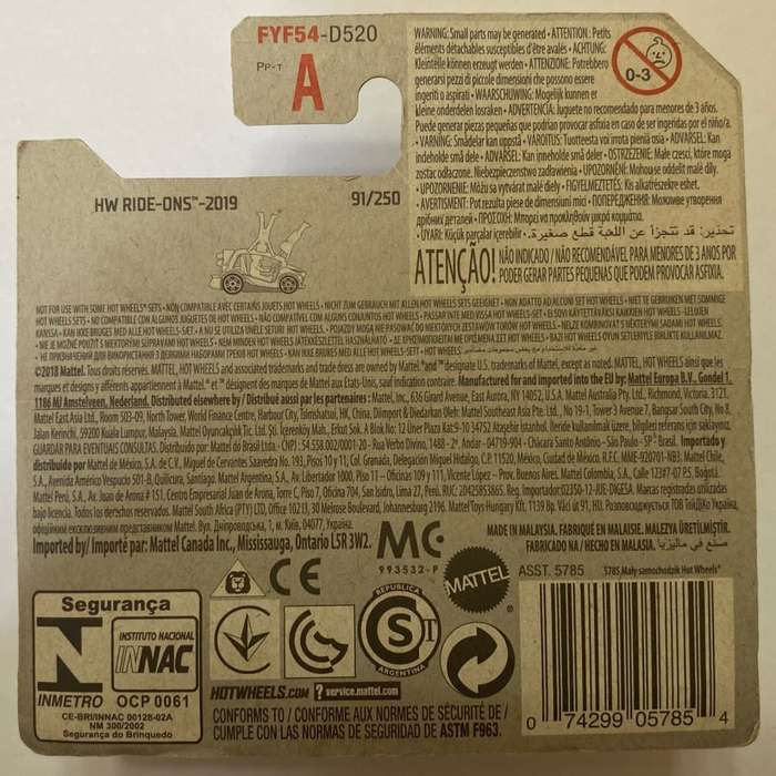 Hotwheels Diecast on Card:2019 Ride Ons