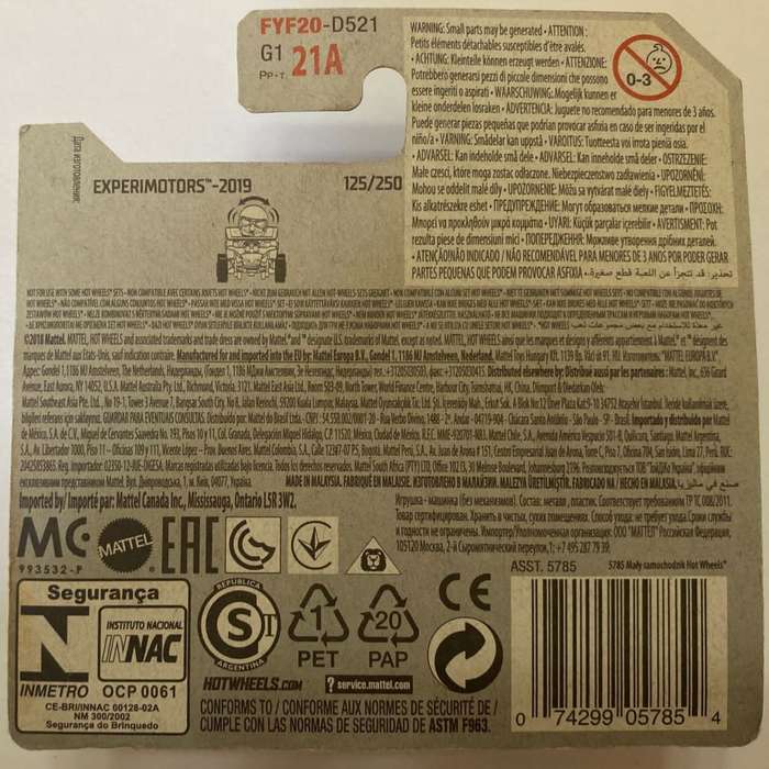 Hotwheels Diecast on Card:2019 Experimotors