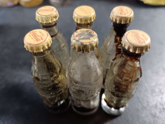 6 x miniature Coke Bottles