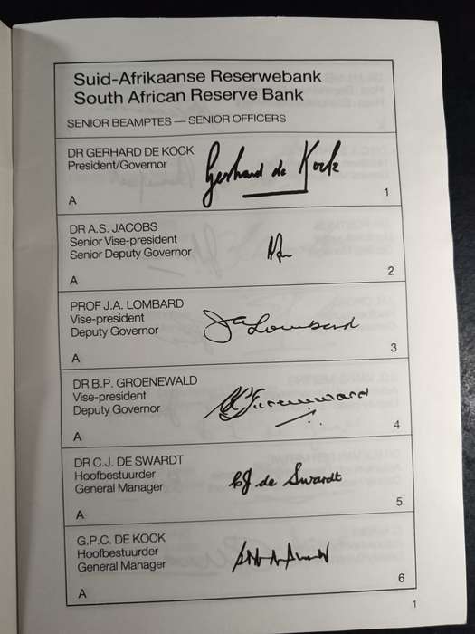 A book containing specimen signatures of people at the reserve bank