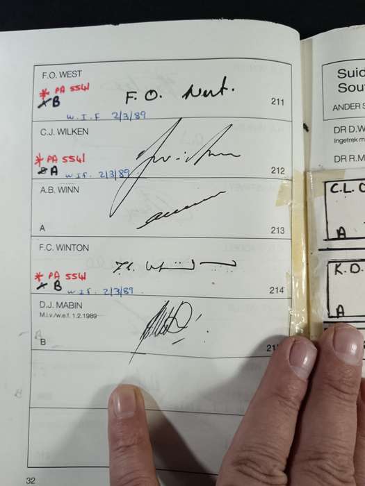 A book containing specimen signatures of people at the reserve bank