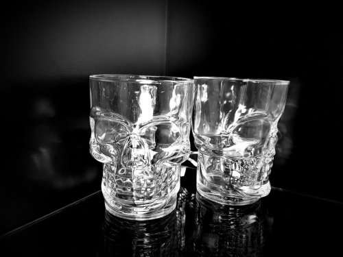 Glass Skull Beer Mug, Skeleton Drinking Glass ~ Single
