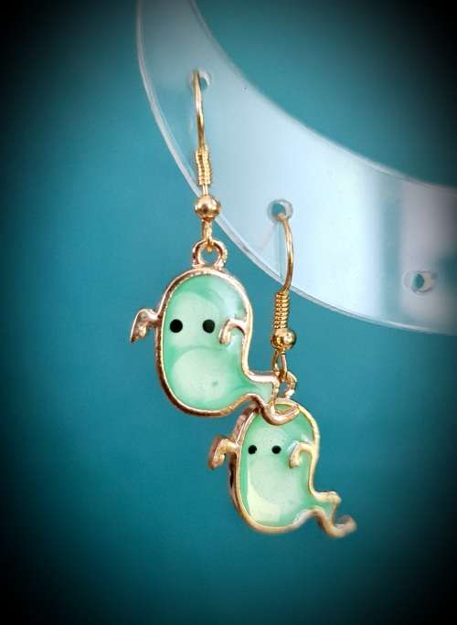 Ghost Pastel Goth Earrings - Green