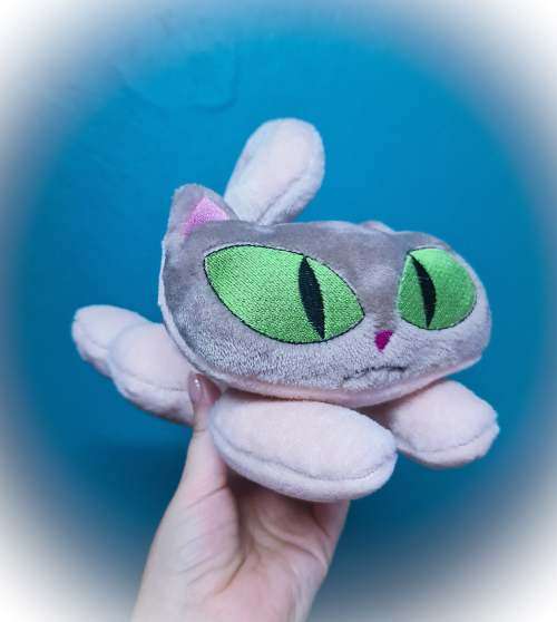 Kitty Plushie - Light Brown Green Eyes With Mouth
