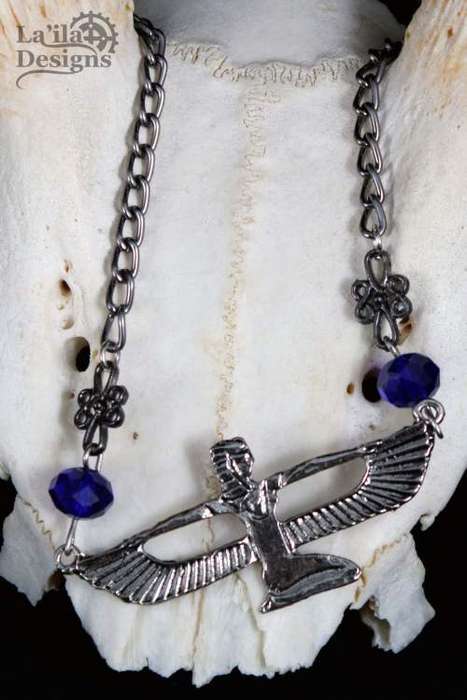 Isis Egyptian Necklace - Blue Beads