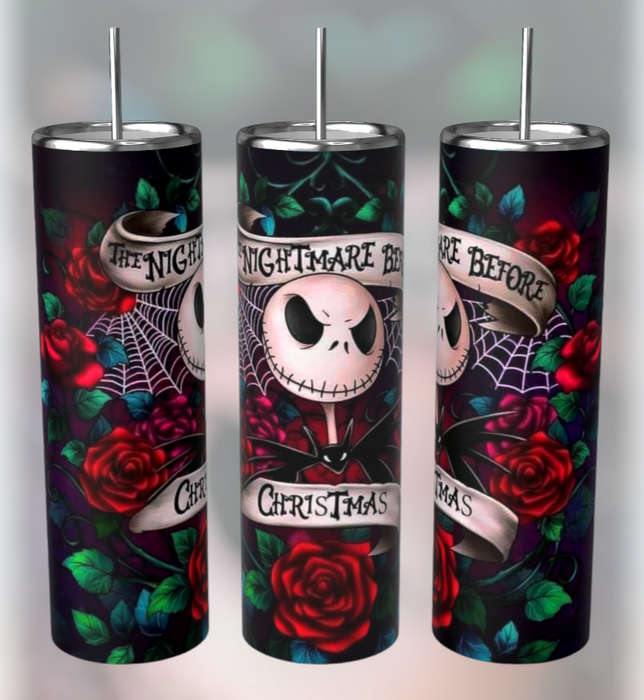 Jack Skellington Nightmare Before Christmas Stainless Steel Tumbler with Straw