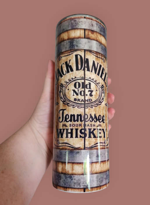 Jack Daniels Wood-Look Stainless Steel Tumbler With Straw