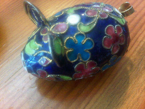 A Lovely Blue enamel cloisonne Pig