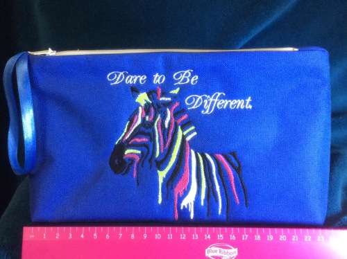 Embroidered Make Up Bag - Waterproof Canvas - Fully Lined