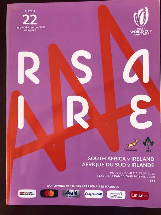 RWC 2023 SA vs Ireland rugby matchday programme