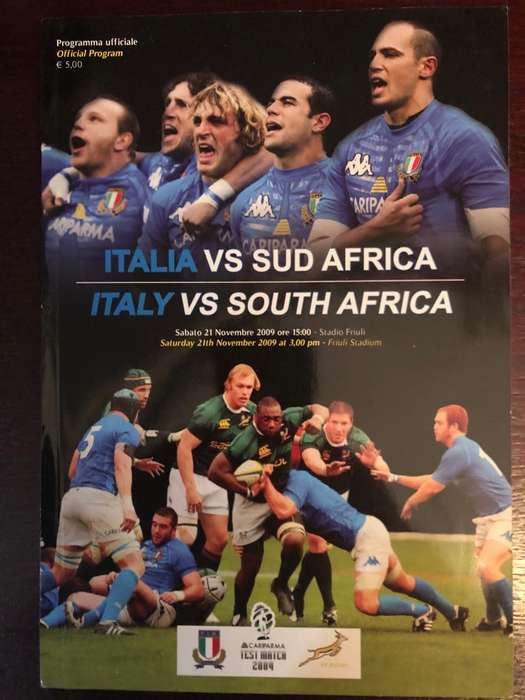 2009 Italy vs South Africa rugby test match day programme