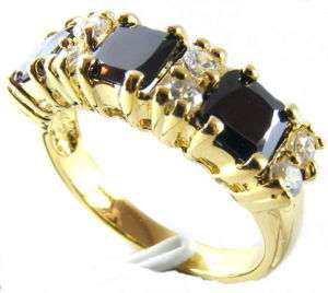 Unique 14k GP Black Sapphire Ring