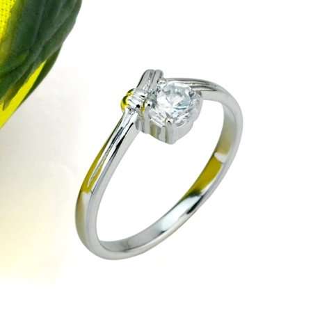 White 14k GP Crystal Stone Ring