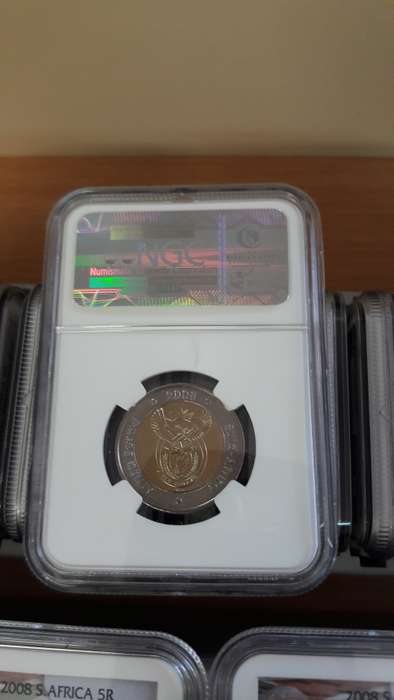 Mandela 90th Birthday R5 NGC graded, NEW LABEL, MS66, R5, 50 x bid per coin.  ***High grade***