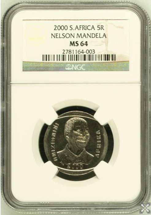 Mandela 2000 MS64 R5 NGC Graded (Very high grade,3rd finest known)