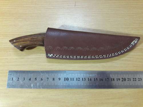 Handmade DAMASCUS Steel Knife, Bull Horn and Wooden handle. BRAND NEW DESIGN !