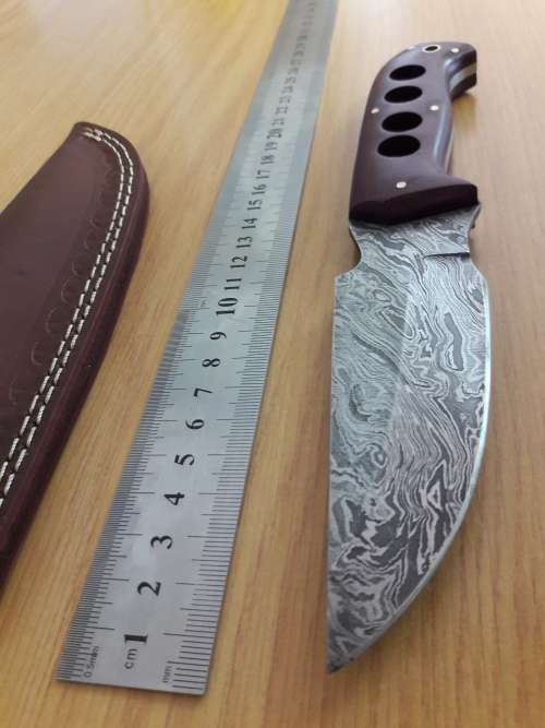 Handmade DAMASCUS Steel Hunting Knife,  MICARTA handle scales. NEW DESIGN !!!!!