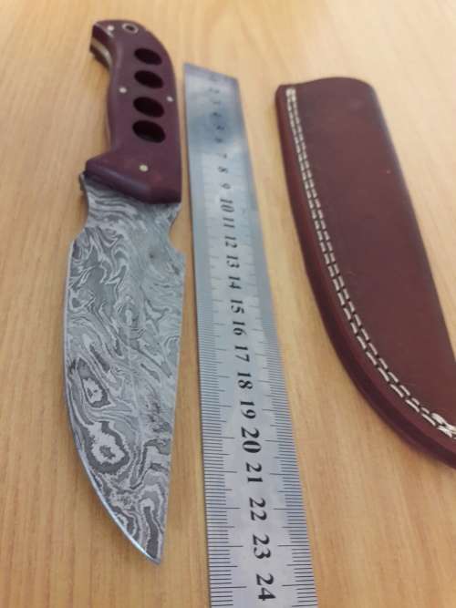 Handmade DAMASCUS Steel Hunting Knife,  MICARTA handle scales. NEW DESIGN !!!!!