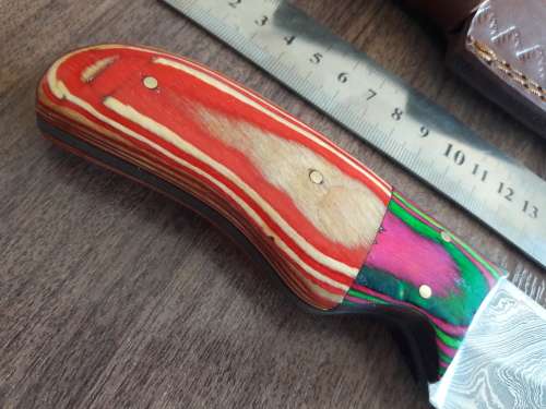 Handmade DAMASCUS Steel Hunting Knife with Wooden handle scales.FULL TANG !!!!!!