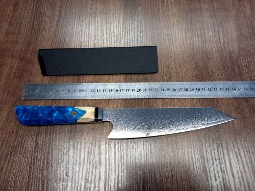 Damascus VG-10 Stainless Steel Japanese Chef's knife, Exotic Burl & Epoxy Resin handle, RAZOR SHARP,