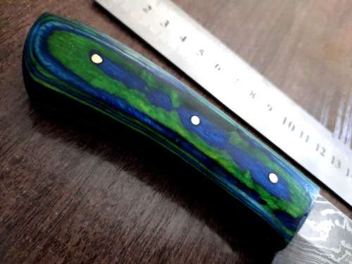 Handmade Damascus steel HUNTING Knife with Wooden handle scales. No Leather Sheath !