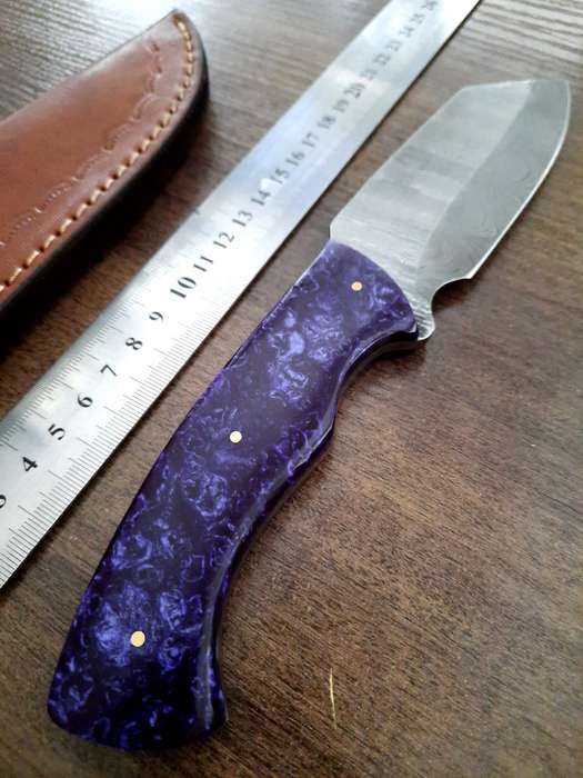 Handmade Damascus steel HUNTING Knife with Epoxy Resin handle scales, Perfect Gift for him.