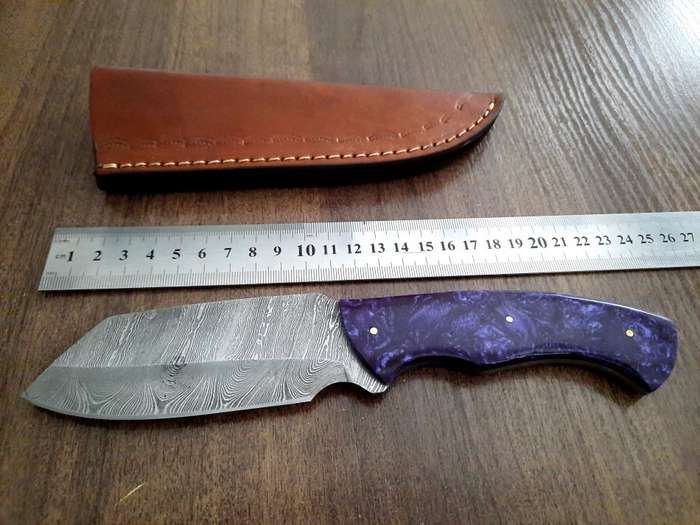 Handmade Damascus steel HUNTING Knife with Epoxy Resin handle scales, Perfect Gift for him.